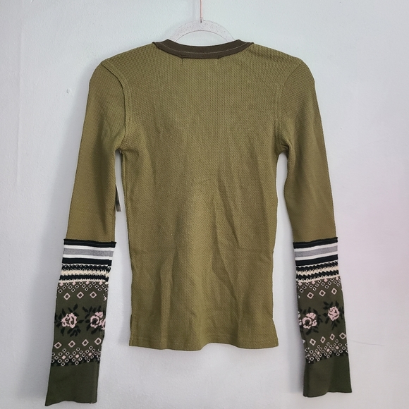 Free People Mikah Notch Neck Top Green - Picture 4 of 10
